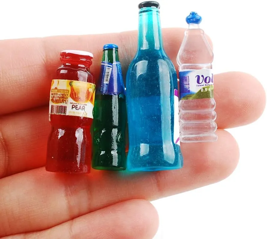 NWFashion 120PCS Miniature Decor Drink Bottle Dessert Pastry Food Cake Topper Dollhouse Decoration (Drink)