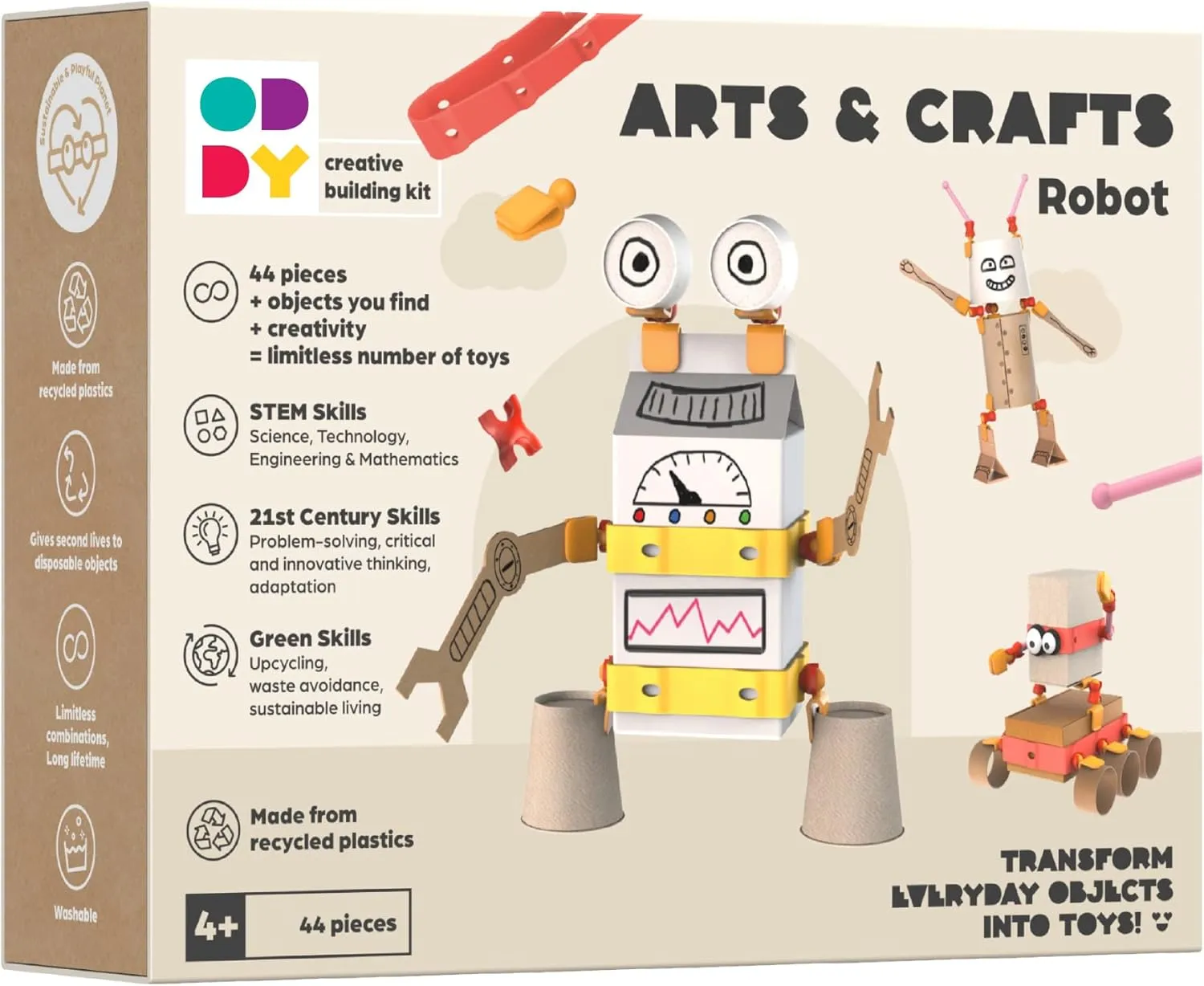 Oddy Arts & Crafts Creative Robot Building Kit - Eco-Friendly STEM Toy Set for Kids 4 