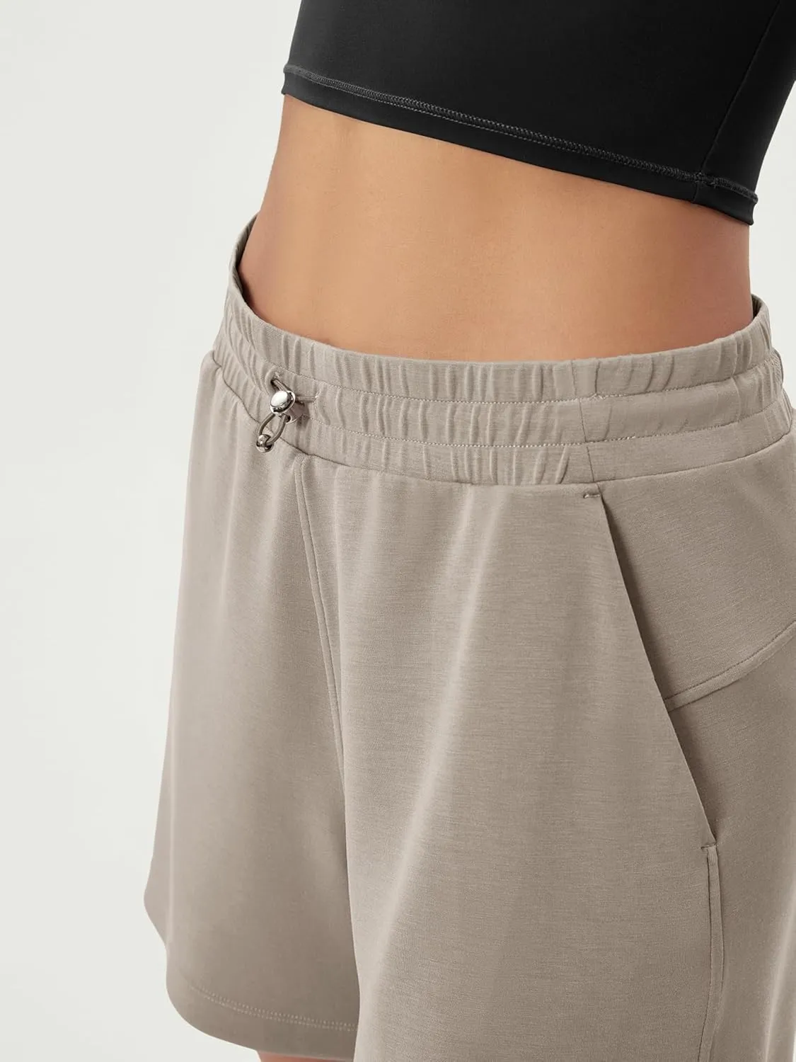 ODODOS Modal Soft Relaxed Shorts for Women Adjustable Shockcord High Waist Casual Shorts with Pockets