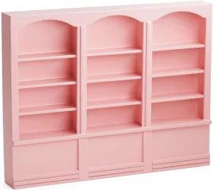 Odoria Dollhouse Bookcase Shelf Miniature: 1/12 Scale Bookshelf for Books Library School Office Modern - Mini Wall Display Cabinet Storage Shelving - Tiny Wood Furniture Cute Pink