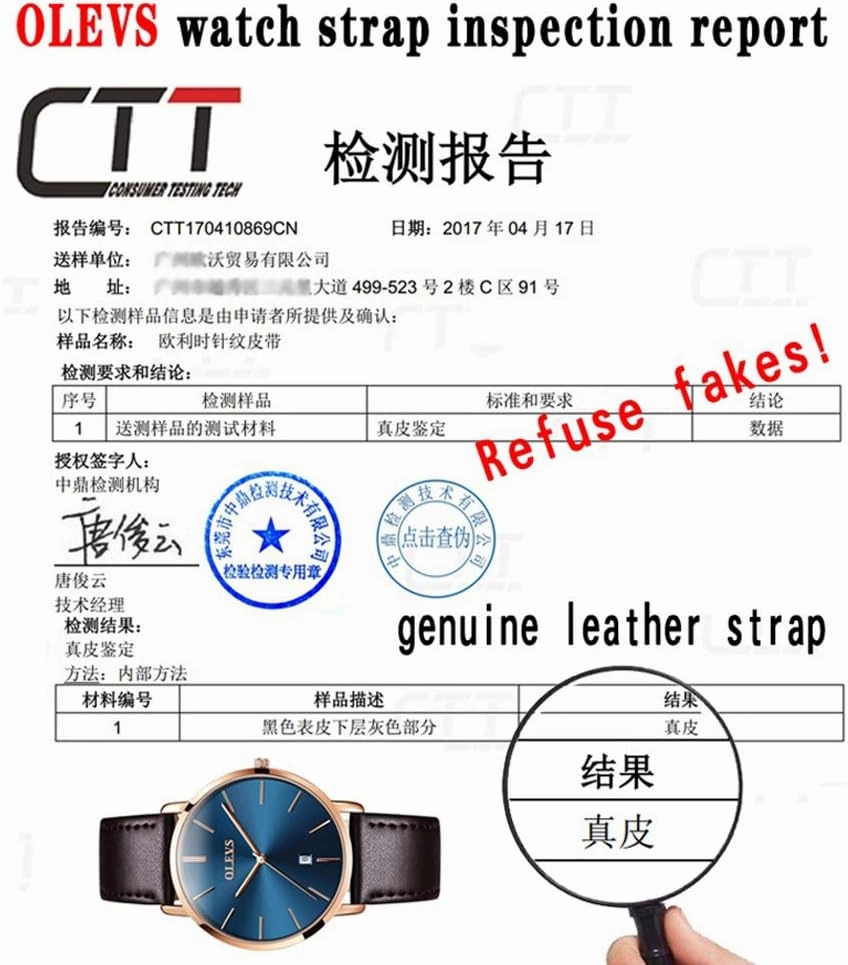 OLEVS Mens Watches Minimalist Ultra Thin Fashion Casual Analog Quartz Date Watch Waterproof Slim Simple Big Face Dress Wrist Watch with Retro Leather Band for Men