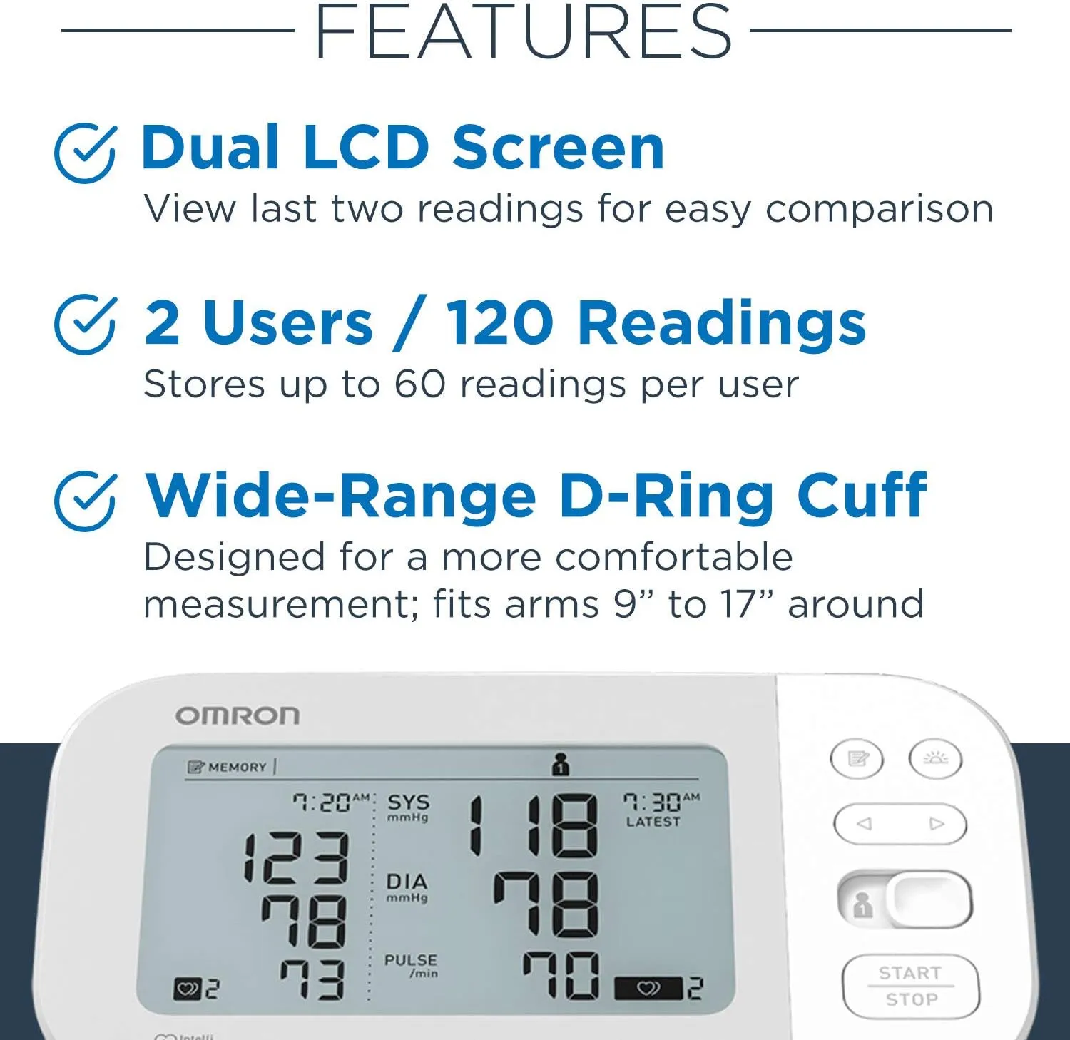 OMRON Gold Upper Arm Blood Pressure Monitor - Clinically Validated Blood Pressure Arm Cuff - Use OMRON Connect App for Unlimited Free Measurements