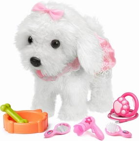 OR OR TU Walking Barking Toy Dog with Remote Control Leash, Plush Puppy Electronic Interactive Toys for Kids, Shake Tail,Pretend Dress Up Realistic Stuffed Animal Dog Age 3 4 5 6  Years Old Best Gift