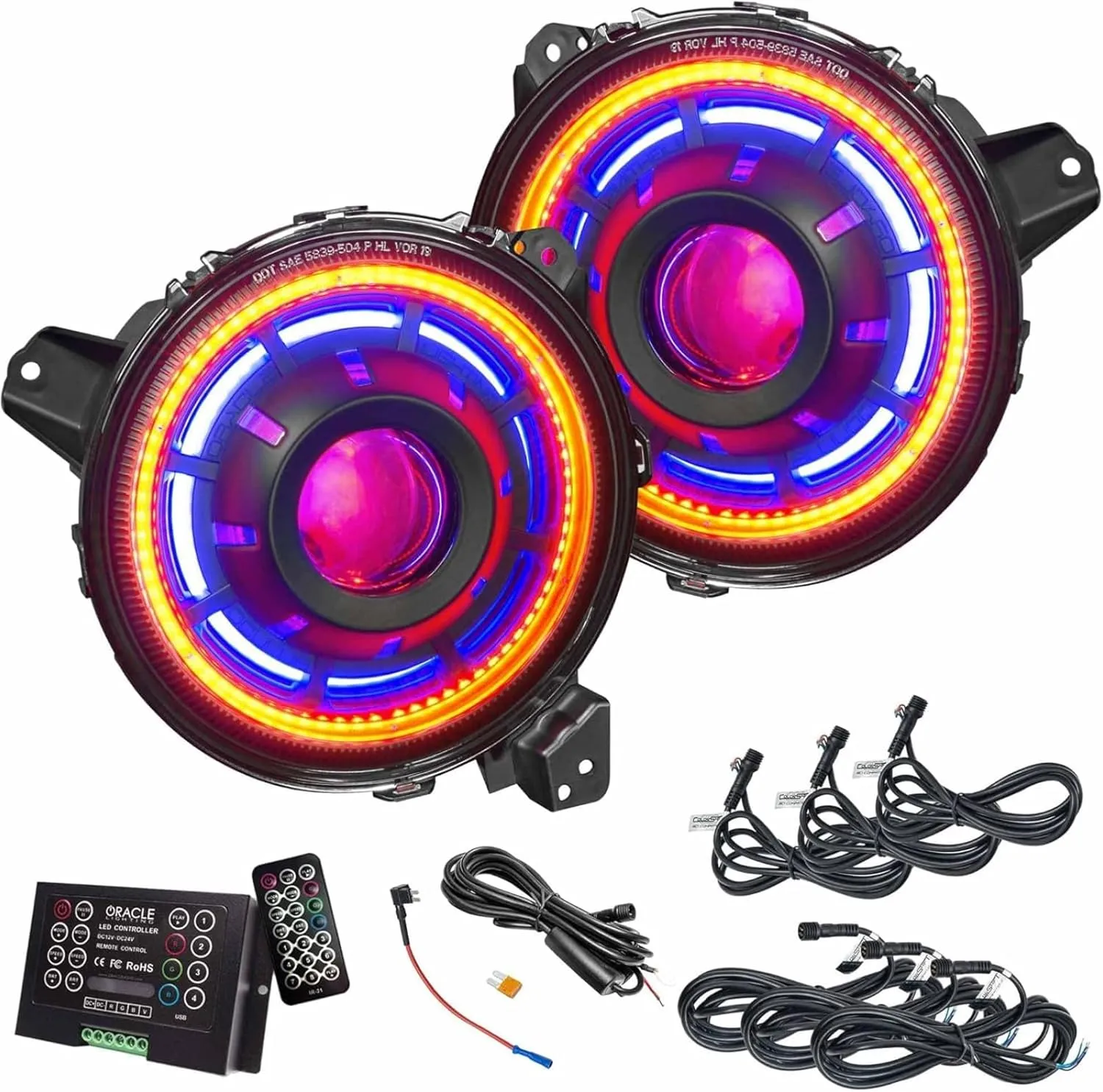 ORACLE Lighting 5839-333 Pair of Oculus ColorSHIFT Bi-LED Projector Headlights with 2.0 Controller fits 2018 2024 Wrangler JL - Enhances Driver Visibility, Lowest Glare