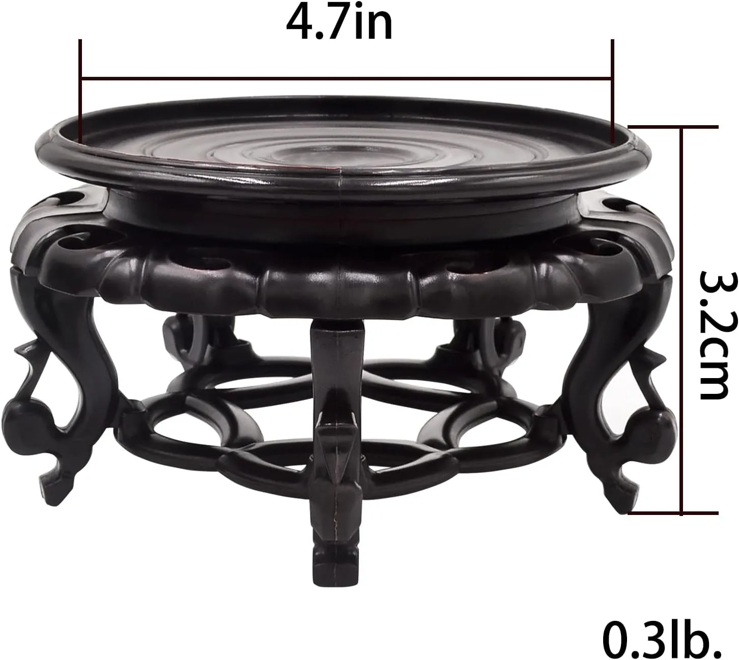 Oriental Furniture Fishbowl Stand Vase Base Stable Home Decoration Display Stand（4.7 in）