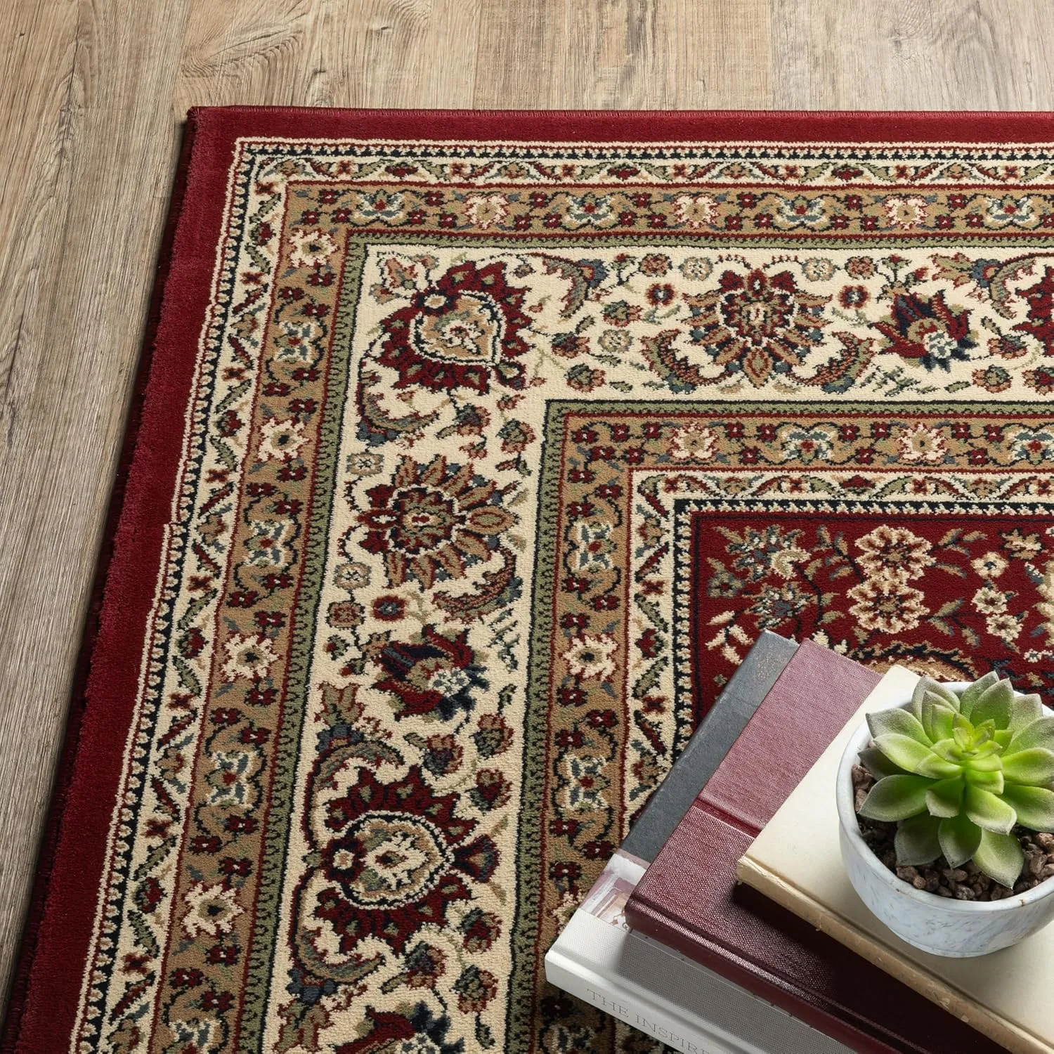 Oriental Weavers Ariana Area Rug - 113R3-4' x 6" - in Red/Ivory - Vintage Inspired, Stain Resistant, Family and Pet Friendly, Entrway, Bedroom Rug