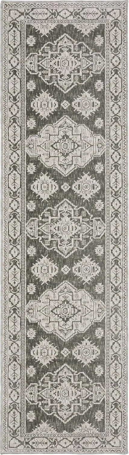 Oriental Weavers Intrigue Area Rug - INT06-2'3" x 7'6" - in Grey/Grey - Vintage Inspired, Stain Resistant, Family and Pet Friendly, Entryway, Hallway Runner Rug