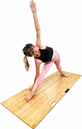 Original Yoga Mat Board for Carpet (Award Winning) Portable Platform for Yoga on Carpet & Uneven Surfaces, Barre Floor for Indoor, Outdoor, Sustainable Bamboo Platform, Easy-to-Assemble & Store