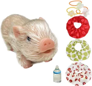 OtardDolls 5 Inch Lifelike Reborn Pig Dolls, Full Silicone Soft Reborn Pig Dolls Mini Realistic Pig Toy Newborn Cute Newborn Baby Pig Dolls with Toy Accessories for Happy Birthday