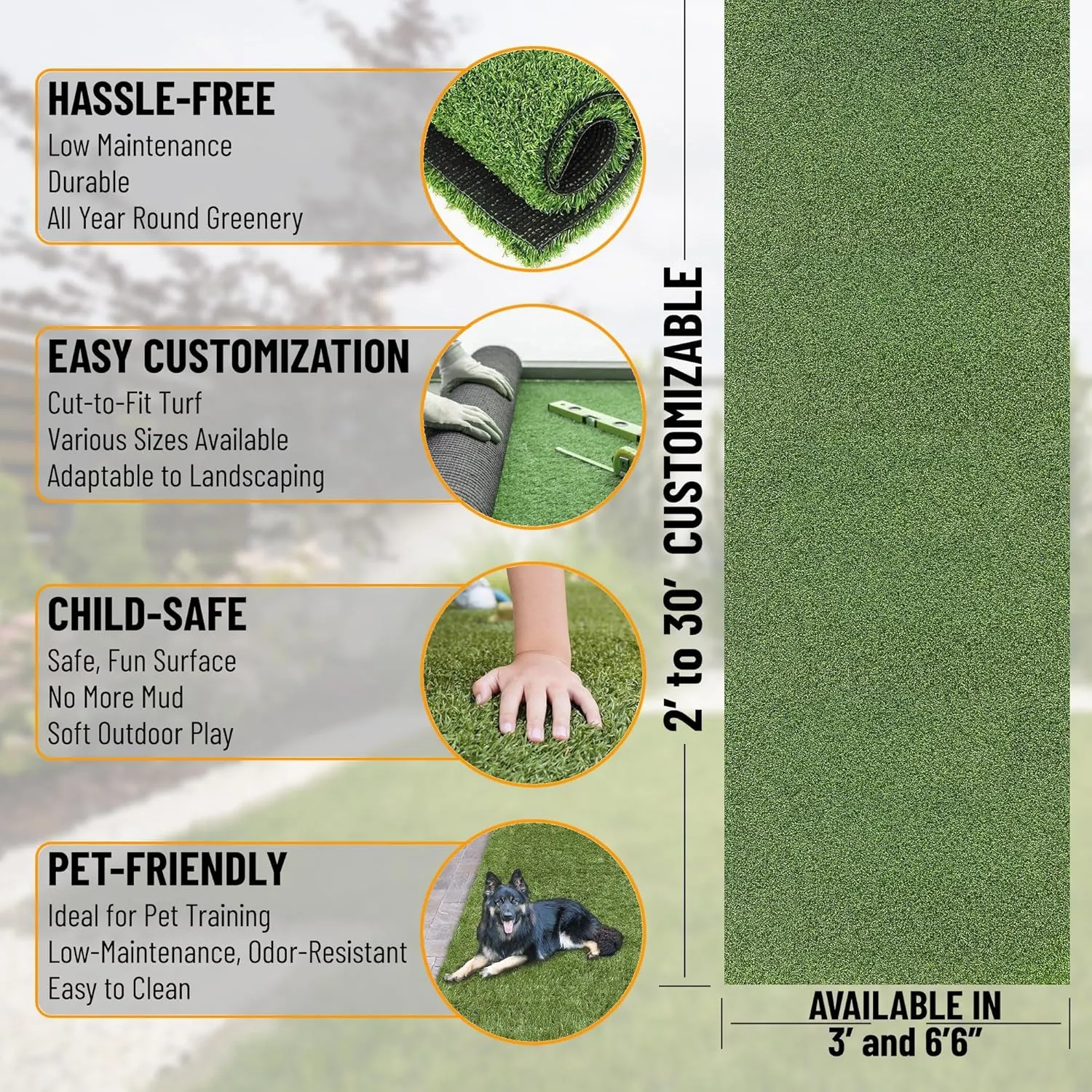 Ottomanson Artificial Turf Golf Hitting Mat 3' x 10' Indoor/Outdoor Waterproof Synthetic Fake Grass for Putting Practice Baseball Football Sports Gym Backyard, Custom Size 2' up to 30'