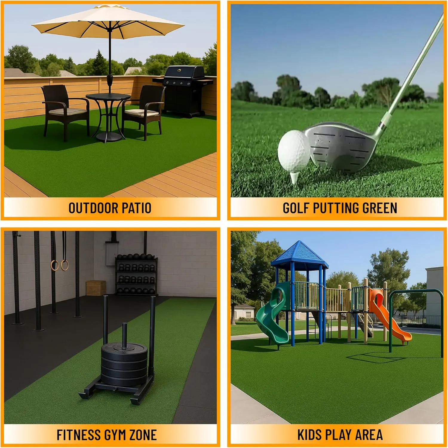 Ottomanson Artificial Turf Golf Hitting Mat 3' x 10' Indoor/Outdoor Waterproof Synthetic Fake Grass for Putting Practice Baseball Football Sports Gym Backyard, Custom Size 2' up to 30'