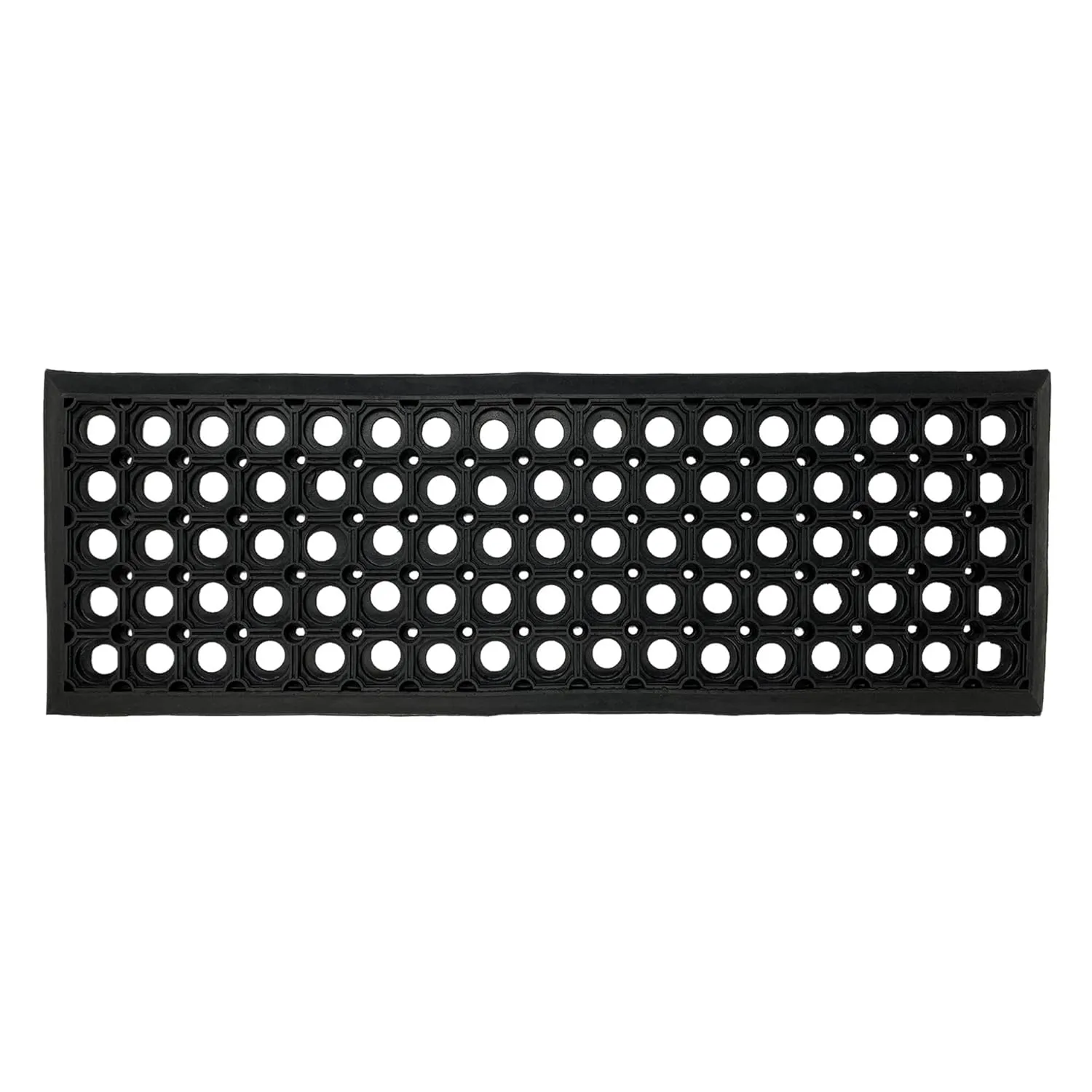 Ottomanson Easy Clean, Waterproof, Low Profile Non-Slip Indoor/Outdoor Rubber Stair Treads, 10" x 30" (5 Pack), Black/Gold