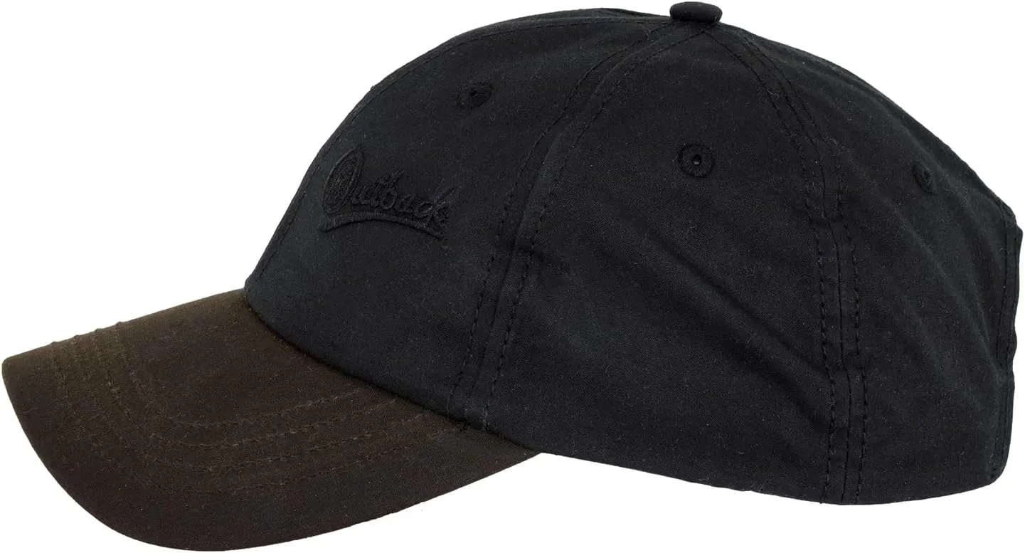 Outback Trading Men's Aussie Slugger Adjustable Breathable Waterproof Cotton Oilskin Baseball Cap with Air Vents