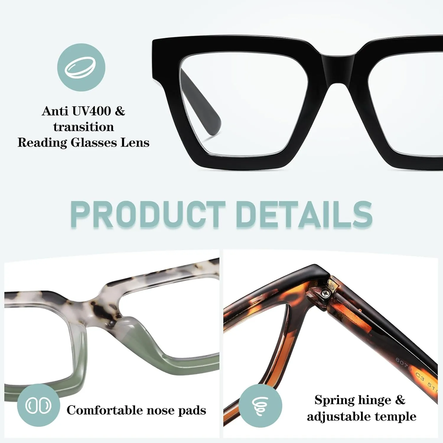 Oversized Reading Glasses Women Oprah Style Blue Light Blocking Computer Readers Designer Ladies Large Frame Square