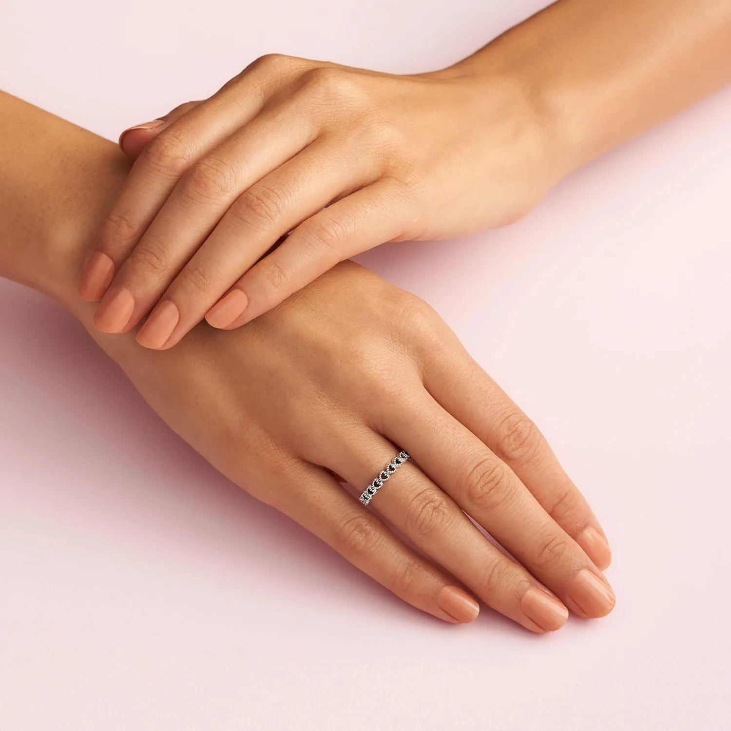 Pandora Band of Hearts Ring - Stackable Ring for Women - Gift for Her Sterling Silver - With Gift Box