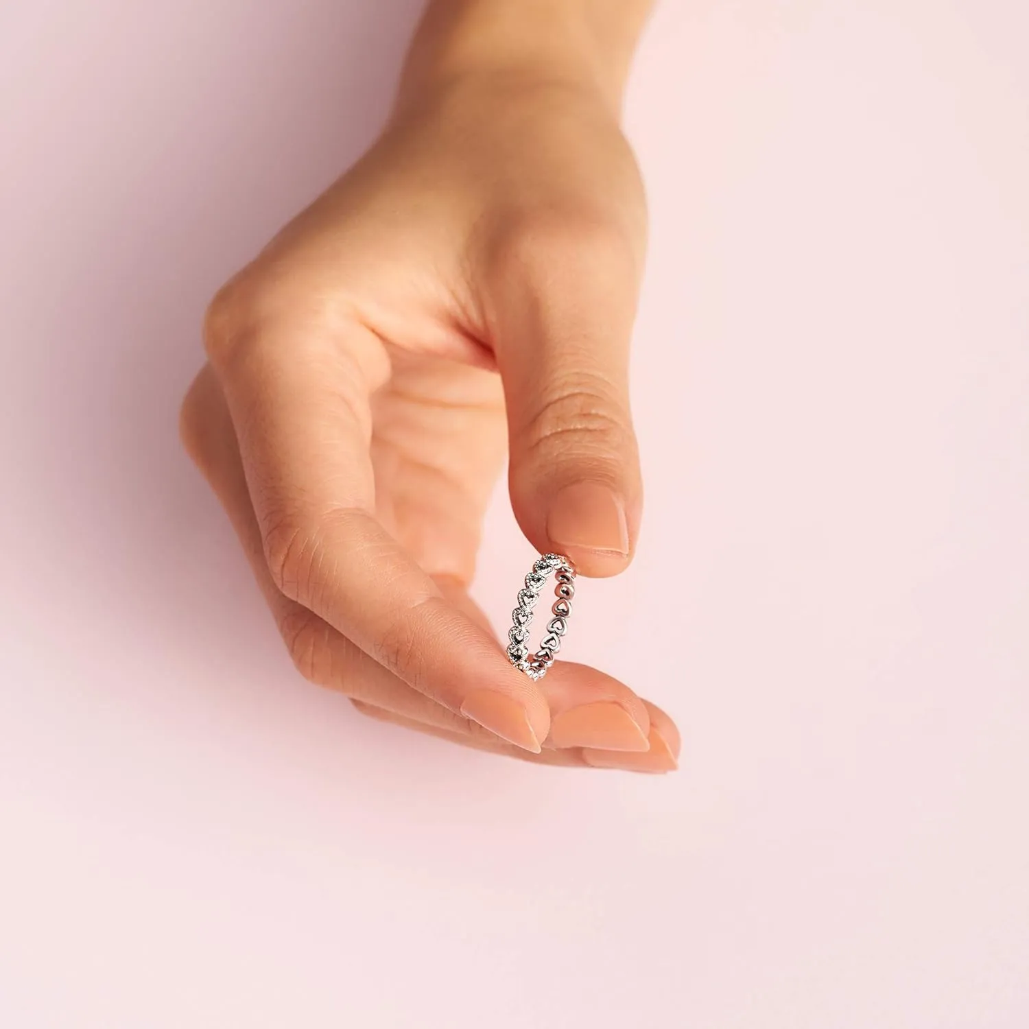 Pandora Band of Hearts Ring - Stackable Ring for Women - Gift for Her Sterling Silver - With Gift Box