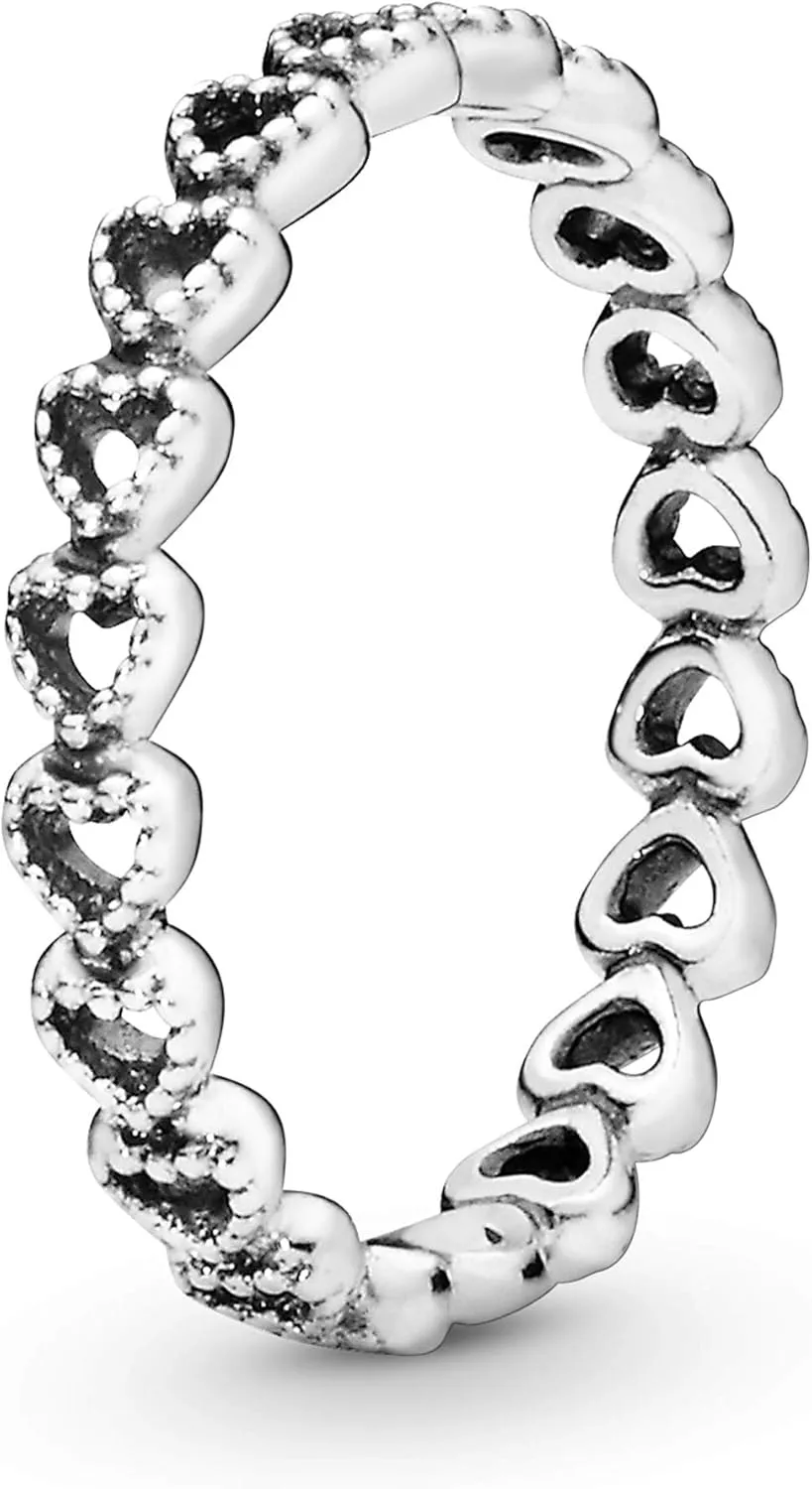 Pandora Band of Hearts Ring - Stackable Ring for Women - Gift for Her Sterling Silver - With Gift Box