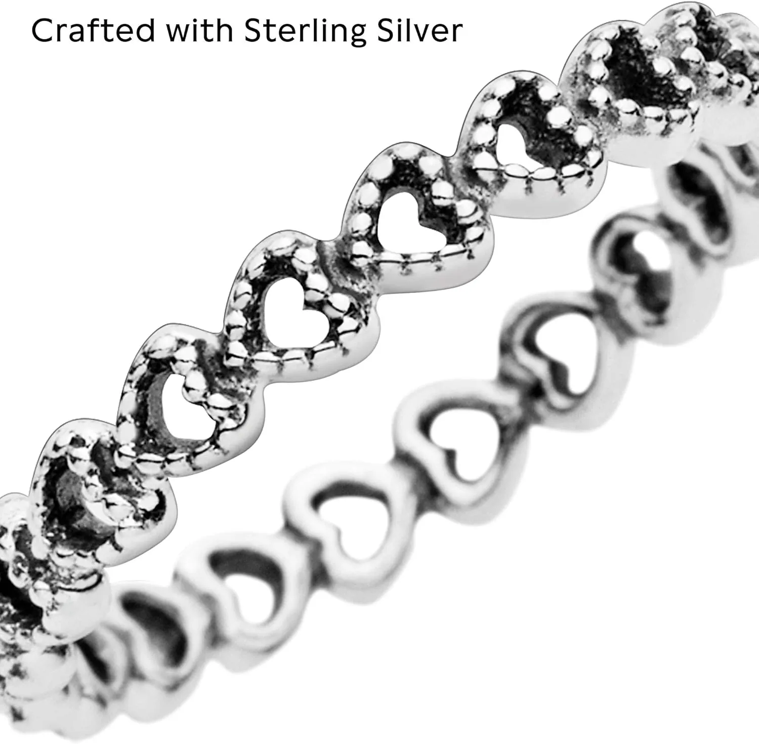 Pandora Band of Hearts Ring - Stackable Ring for Women - Gift for Her Sterling Silver - With Gift Box