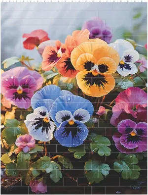 Pansy Flowers Building Block Puzzle Personalized Building Bricks Block Puzzle Building Family Keepsake DIY Brick Block Puzzles Valentine's Day Gifts for Home Decor Brick Puzzle