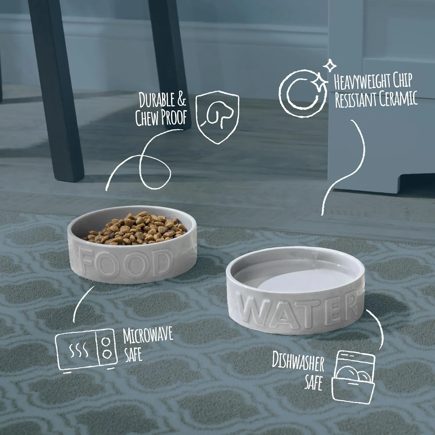Park Life Designs Pet Bowl | Classic Water (Large, Grey)