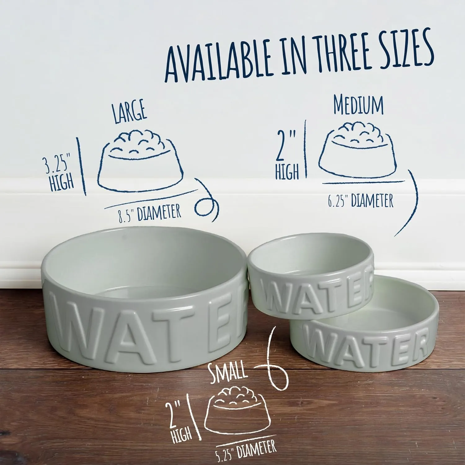 Park Life Designs Pet Bowl | Classic Water (Large, Grey)