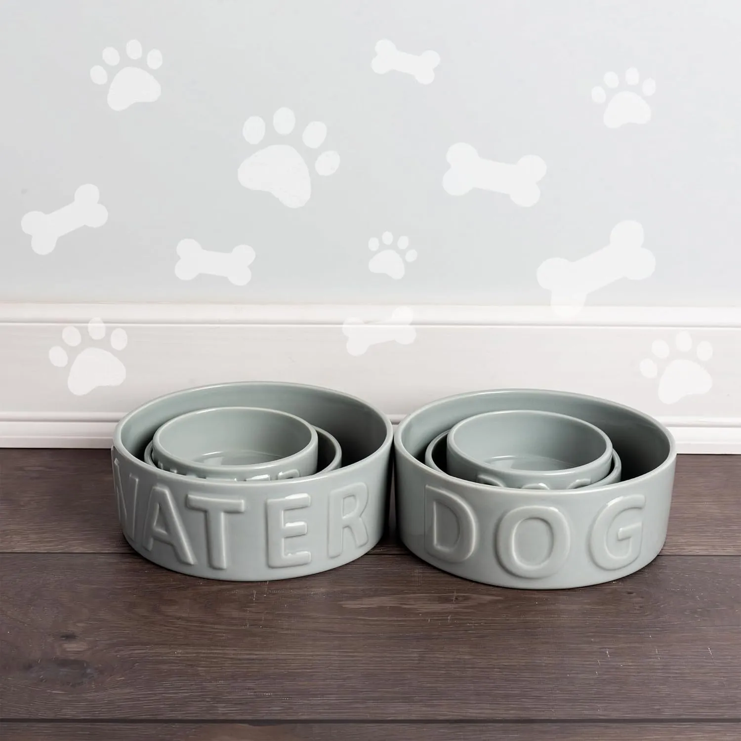 Park Life Designs Pet Bowl | Classic Water (Large, Grey)