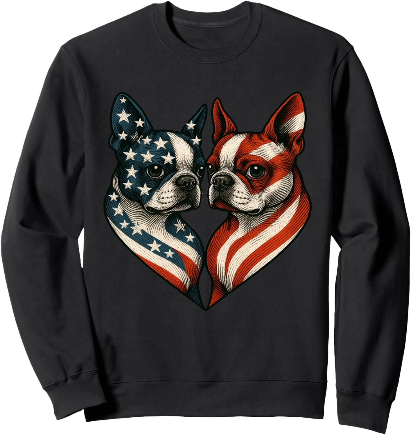 Patriotic Boston Terrier Dog Heart American Flag 4th Of July Sweatshirt