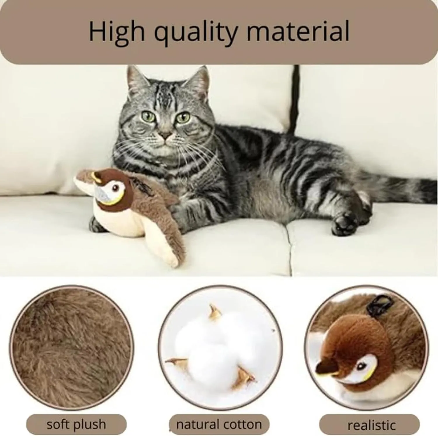 Pawactive Vocal Prey Toy, Bird Toy That Chirps and Flaps, Chirping Birds Cat Toy Flapping Wings Flying, Flying Interactive Simulation Electric Sparrow Shaking Bird (2*Sparrow)