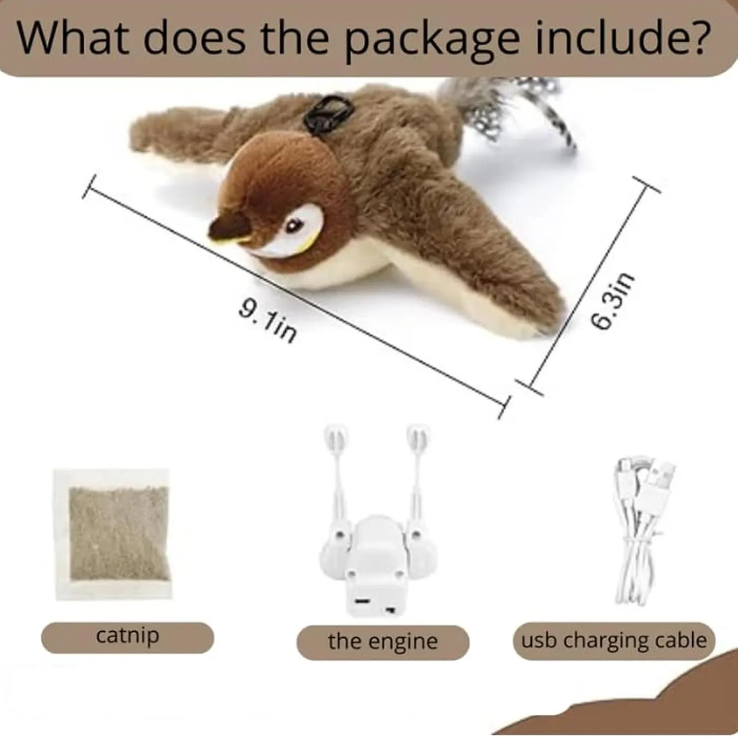 Pawactive Vocal Prey Toy, Bird Toy That Chirps and Flaps, Chirping Birds Cat Toy Flapping Wings Flying, Flying Interactive Simulation Electric Sparrow Shaking Bird (2*Sparrow)