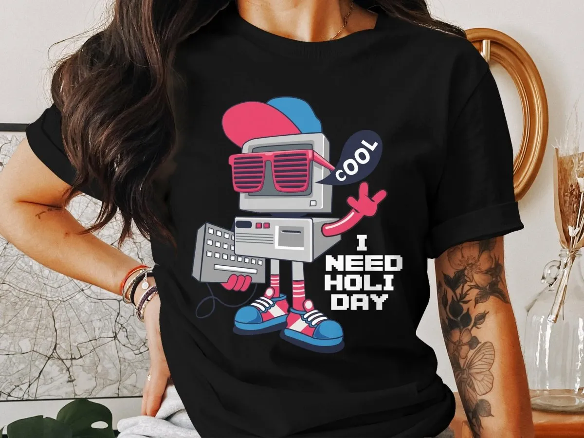 PC on Holiday - Retro Robot T-Shirt