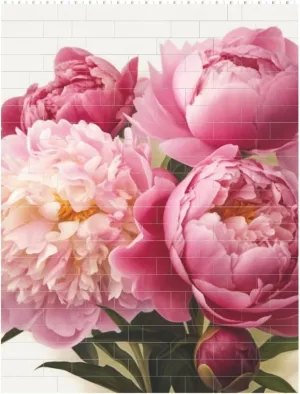 Peony Flowers Blossom Building Block Puzzle Personalized Building Bricks for Adults Block Puzzle Building DIY Brick Block Puzzles Valentine's Day Gifts for Home Decor Brick Puzzle