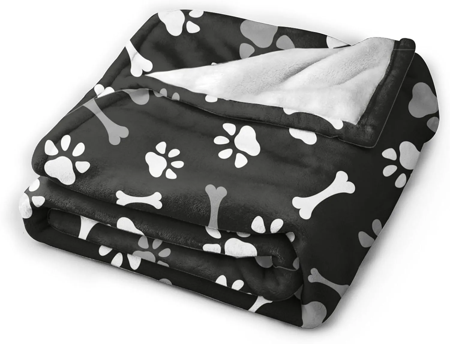 Perinsto Dog Paws and Bones Throw Blanket Ultra Soft Warm All Season Animal Footprint Decorative Fleece Blankets for Bed Chair Car Sofa Couch Bedroom 50"X40"
