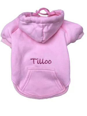 Personalized Dog hoodie with Hat and Pocket - Soft and Warm Fleece Dog Sweater for Small Dogs-Medium & Large Dogs - Cute Puppy Hoodie Pet Clothes with FREE Embroidery Name (Medium, Pink)