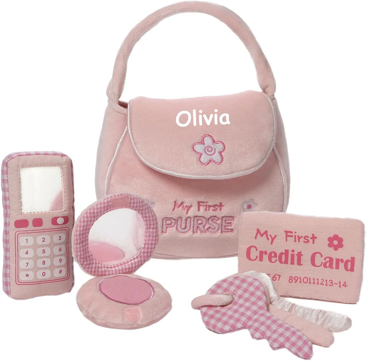 Personalized My First Purse Playset - Plush Baby's First Interactive Play Keepsake Gift Set with Custom Name