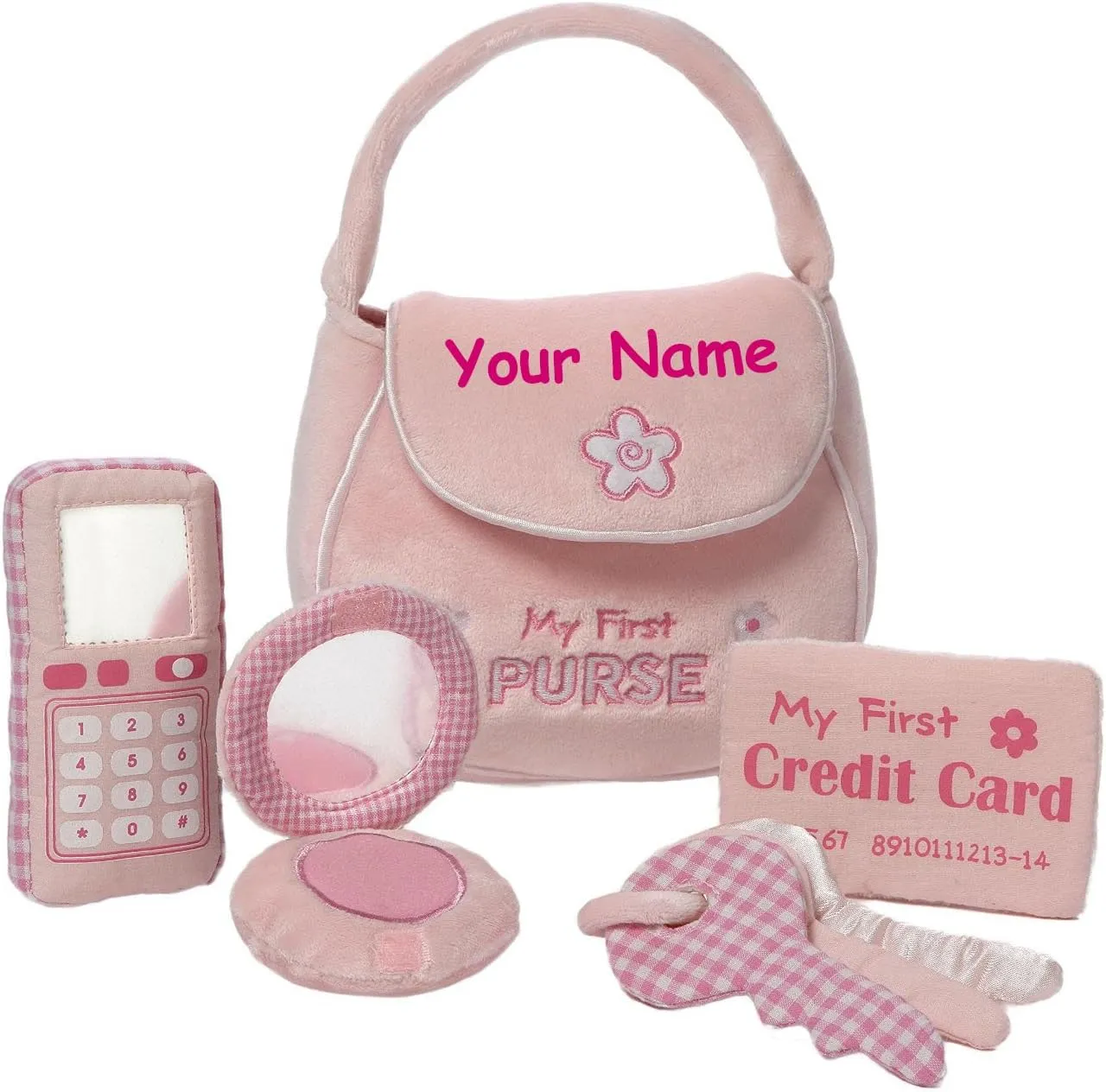 Personalized My First Purse Playset - Plush Baby's First Interactive Play Keepsake Gift Set with Custom Name