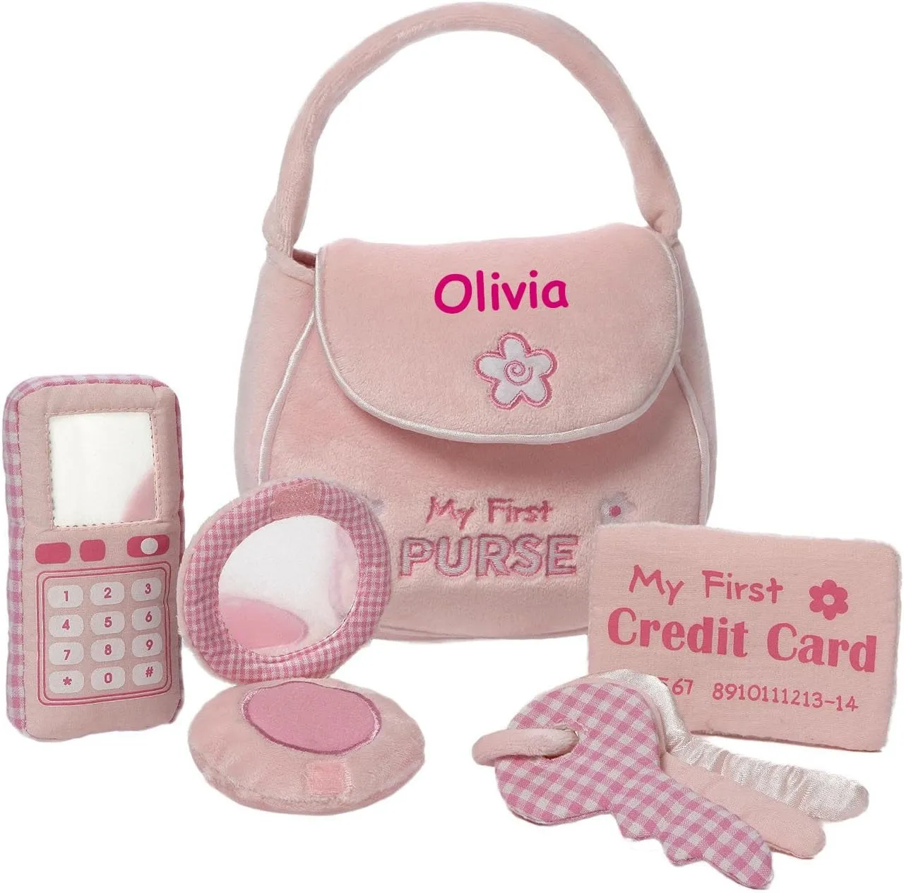Personalized My First Purse Playset - Plush Baby's First Interactive Play Keepsake Gift Set with Custom Name