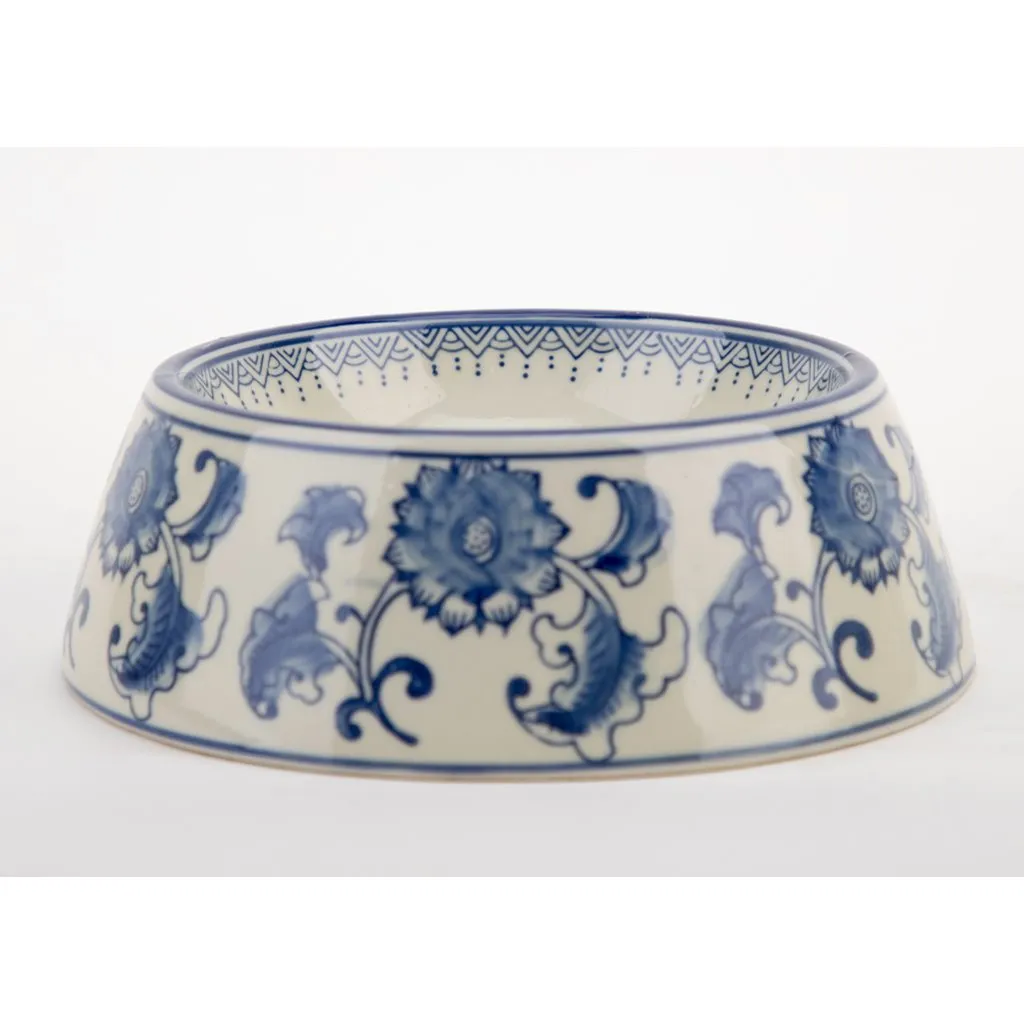 Pet Bowl - Non tip Blue and White