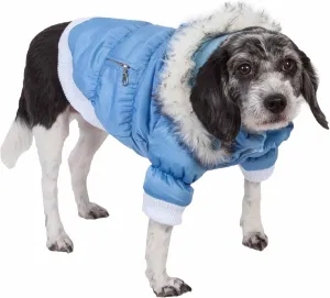 PET LIFE Classic Metallic Fashion Pet Dog Coat Jacket Parka w/ 3M Insulation and Removable Hood, Large, Sky Blue