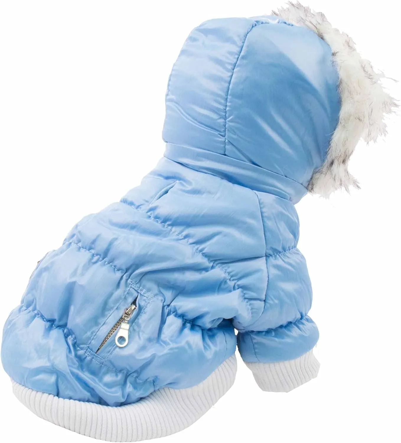PET LIFE Classic Metallic Fashion Pet Dog Coat Jacket Parka w/ 3M Insulation and Removable Hood, Large, Sky Blue
