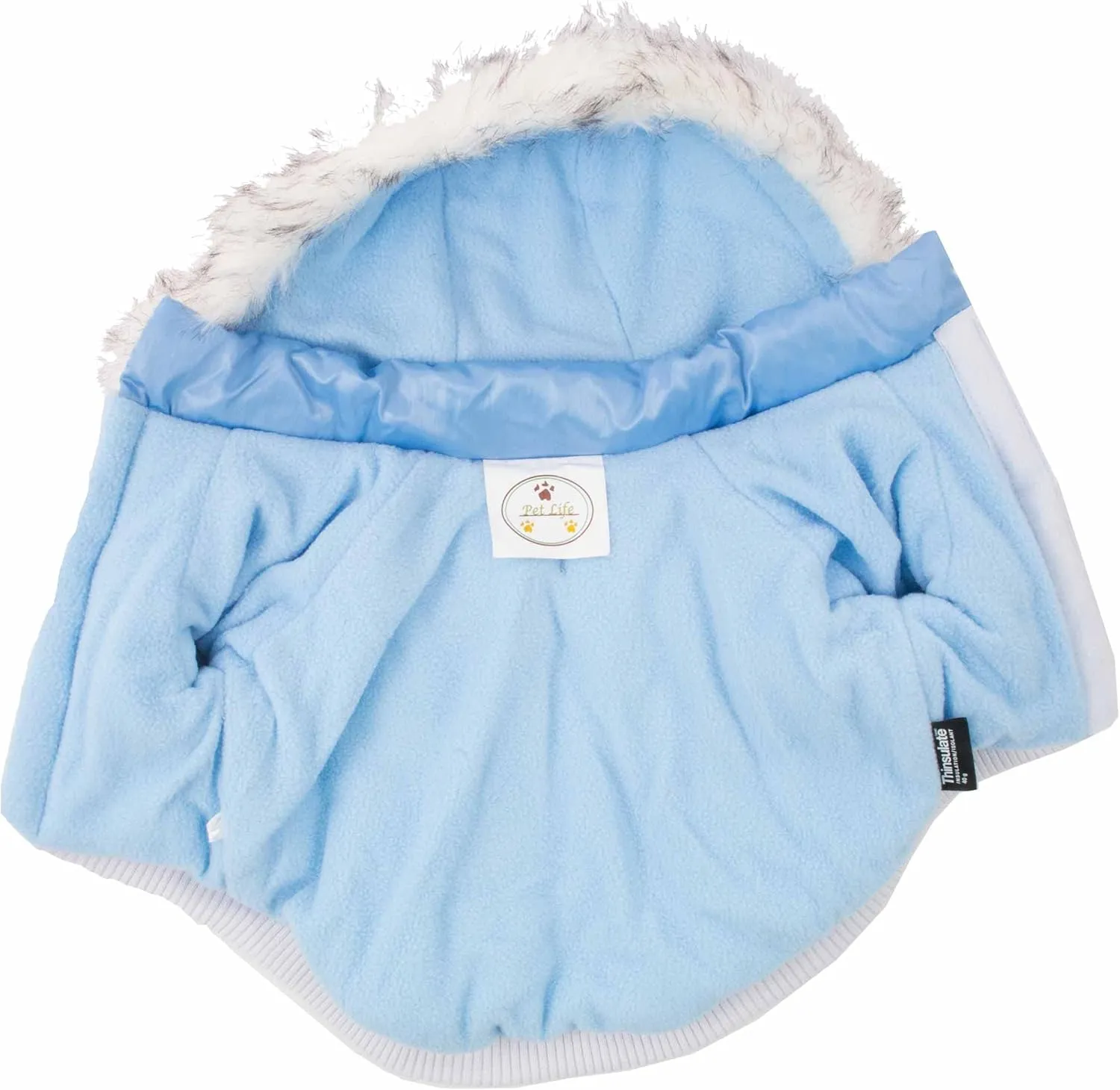 PET LIFE Classic Metallic Fashion Pet Dog Coat Jacket Parka w/ 3M Insulation and Removable Hood, Large, Sky Blue
