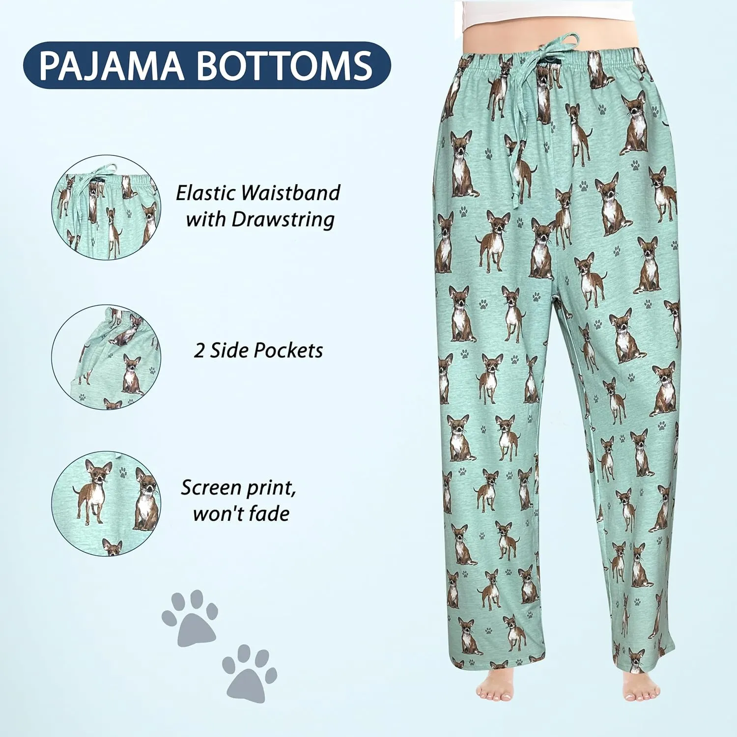 Pet Lover Pajama Pants – New Cotton Blend - All Season - Comfort Fit Lounge Pants for Women and Men - 27 Breeds Available