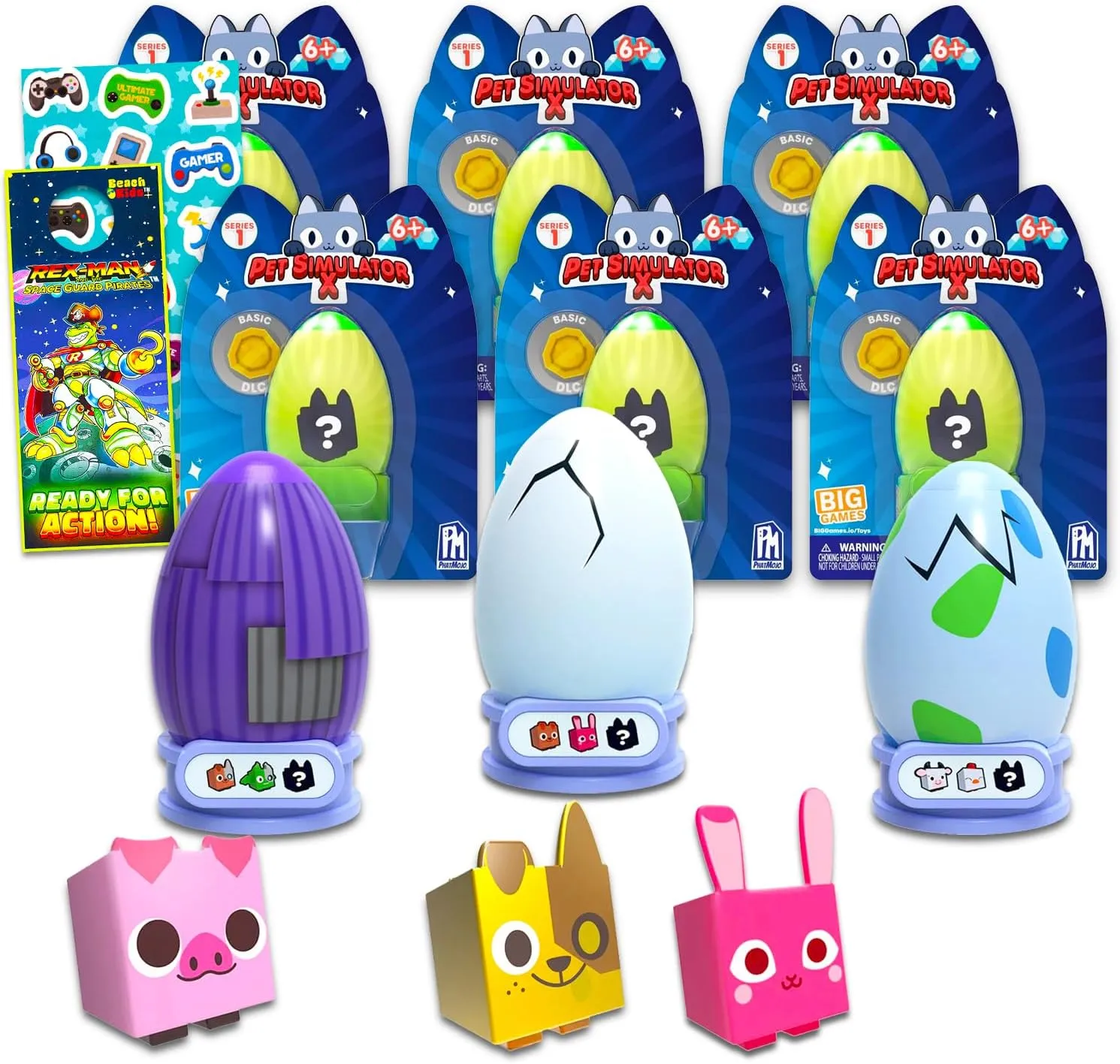 Pet Simulator Mini Figures Blind Bags Set - 6 Pack Roblox Pet Simulator Mystery Bag Toys Bundle with Collectable Mini Figures and More | Pet Simulator Party Favors, Supplies