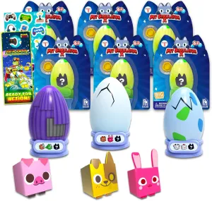 Pet Simulator Mini Figures Blind Bags Set - 6 Pack Roblox Pet Simulator Mystery Bag Toys Bundle with Collectable Mini Figures and More | Pet Simulator Party Favors, Supplies