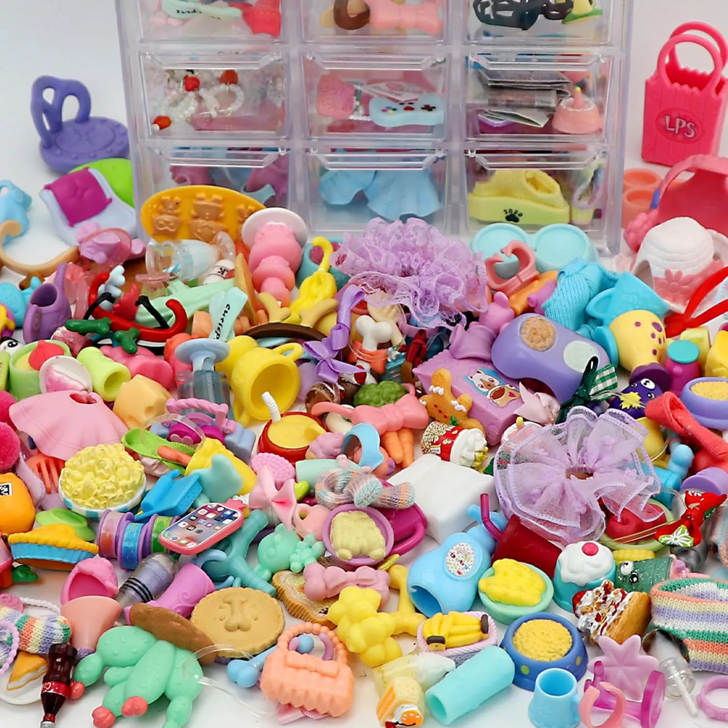 Pet Toys 35 Piece Fashion Set for Lps Dogs Cats Deer Figures Hats Clothes Glasses Food Accessories Bundle Compatible with Shorthair Cat Collie Husky Puppy Cocker Spaniel