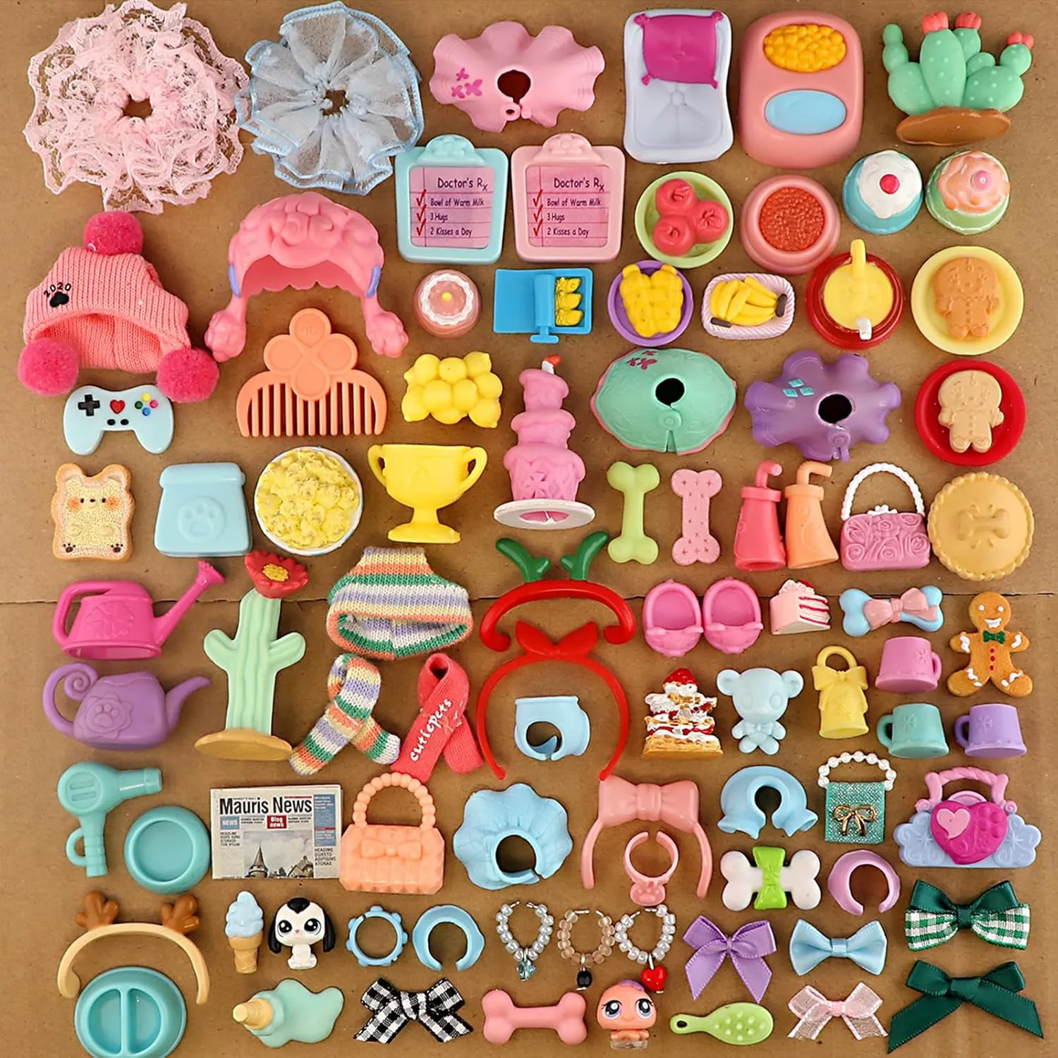 Pet Toys 35 Piece Fashion Set for Lps Dogs Cats Deer Figures Hats Clothes Glasses Food Accessories Bundle Compatible with Shorthair Cat Collie Husky Puppy Cocker Spaniel