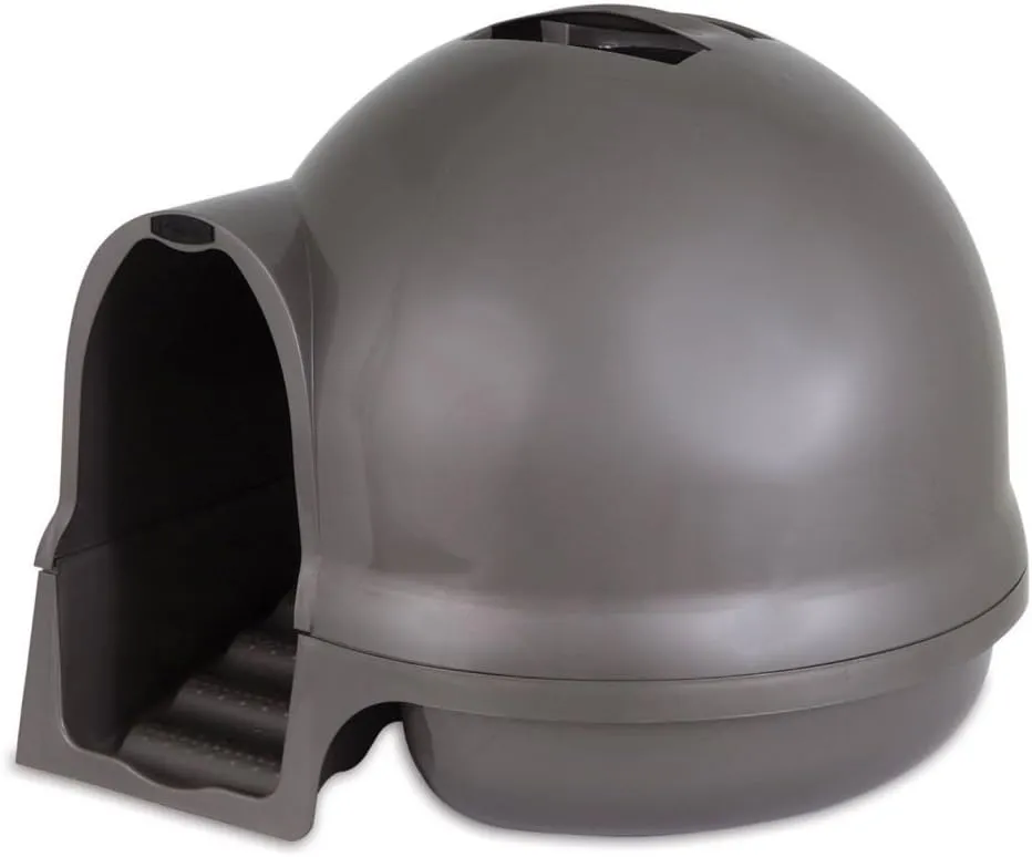 Petmate Booda Clean Step Cat Litter Box Dome (Made in the USA with 95% Recycled Materials)- Brushed Nickel, Made in USA