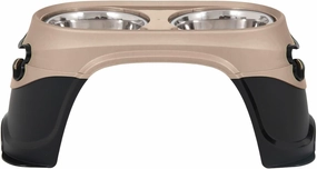 Petmate Easy Reach Pet Diner Elevated Dog Bowls 2 Sizes 2 Polished Colors, Black/Pearl Tan, Large (23479), Made in USA
