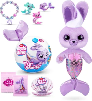 Pets Alive Furmaids by ZURU Mermaid Plush Interactive Lights Sounds Girls Toy (Purple Bunny)