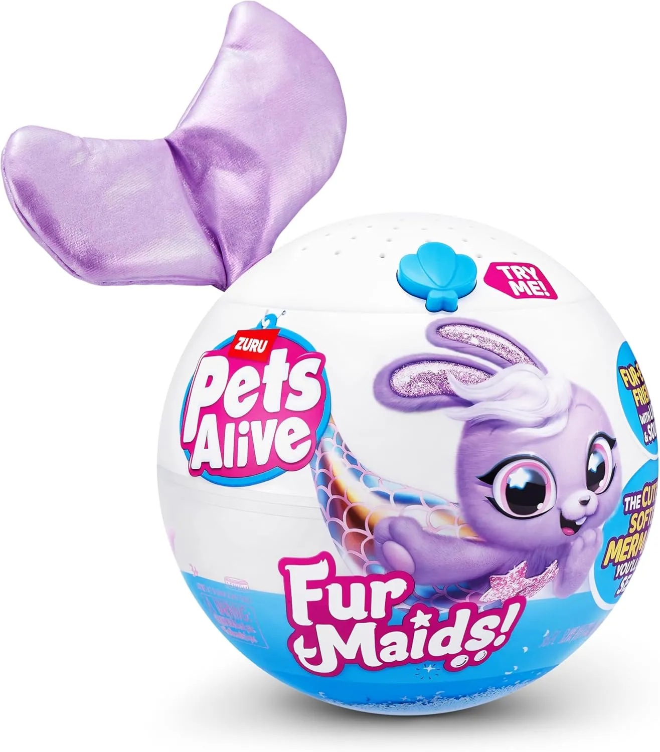 Pets Alive Furmaids by ZURU Mermaid Plush Interactive Lights Sounds Girls Toy (Purple Bunny)