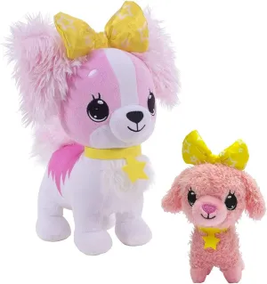 Pets Bundle - Light Up LED Plush Stuffed Animals - Pink Cavalier Puppy and Mini Pink Poodle Puppy